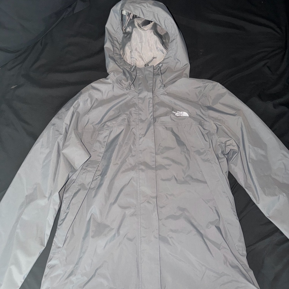 The North Face Light Gray Hooded Waterproof Jacket